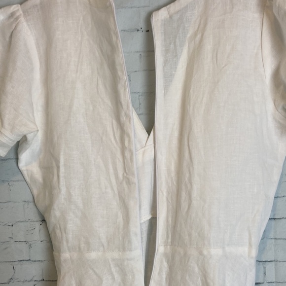 Pampelone Ella White 100% Linen Mini Dress Sz S Fit & Flare Beach Boho Vacation - Picture 11 of 16